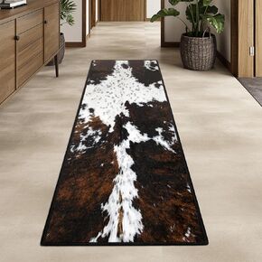 Western Cowhide Print Runner Rug 2x6 for Hallway Farmhouse Home Decor Throw Carpet Non Slip Washable Fur Area Rug Mat for Entryway Laundry Bedroom Bathroom (24" W x 72" L, Cow Print) in Kuwait