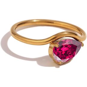 Birthstone Rings for Women Dainty 18K Gold Plated Irregular Water Droplets Gemstone Personalized Jewelry Gift for Birthday Women Men in Kuwait
