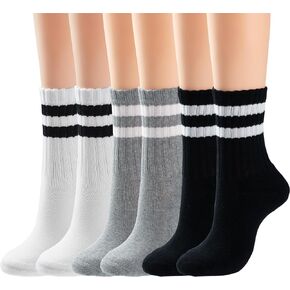 جوارب BomKinta النسائية المخططة - جورب قطني قديم فوق الكاحل - جوارب كاجوال مريحة بنمط رياضي مقاس 5-10 in Kuwait