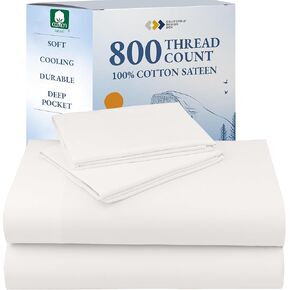 California Design Den Luxury 800 Thread Count 100% Cotton Sheets for Queen Size Bed, Hotel Quality Bedding with Deep Pocket Fitted Sheet, Cooling & Softer Than Egyptian Cotton Sheets -White in Kuwait