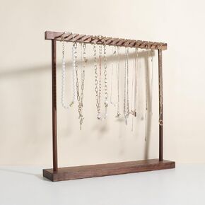 GemeShou Medium necklace hanger shelf with 12 copper bars, Wooden jewelry storage organizer rack for hanger necklace bracelet, necklace display stand for boutique store【Maple】 in Saudi Arabia
