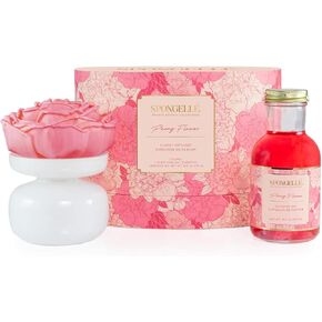 موزع روائح زهور الفاوانيا سبونجيلي - عطر منزلي معطر فاخر، رائحة تدوم طويلاً، وعاء زجاجي مزخرف، صندوق جاهز للهدايا - مجموعة احتياطية خاصة in Kuwait