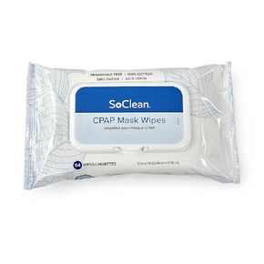SoClean CPAP Mask Wipes | 100% Cotton | Alcohol-Free | Fragrance-Free | Latex-Free | 64-Count Flat Pack | Easy to Pack for Travel in Kuwait
