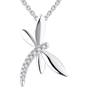 JO WISDOM Women Dragonfly Necklace,925 Sterling Silver Cubic Zirconia Dragonfly Pendant Necklace,Jewelry for Women in Saudi Arabia