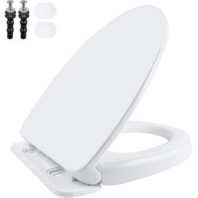 SS114 SoftClose Toilet Seat Replacement Compatible with TOTO SS114/SS113/SS154/SS224/SS204, Traditional Elongated Heavy Duty Toilet Seat Parts with 2-Pack Toilet Bolts and Nuts, Cotton White in Saudi Arabia