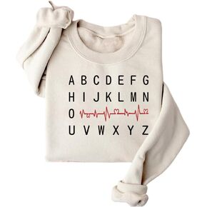Nurse Sweatshirt for Women ABCD Letter Shirt Nurse Life Pullover Cute Thick Sweater Graphic Crewneck Long Sleeve Top in Saudi Arabia