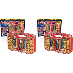 Ontel Battery Daddy Storage & Organizer Case with Tester, Stores & Protects Up to 180 Batteries, Double-Sided, Durable Design W/Clear Locking Lid, Secure Latches & Portable Carrying Handle - Charcoal in Kuwait