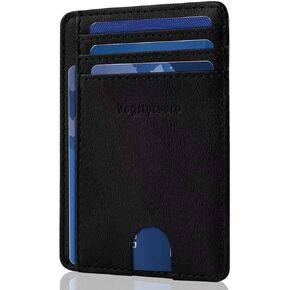 محافظ الجيب الأمامي للرجال RFID حجب حامل بطاقات الائتمان، محفظة رفيعة وبسيطة مع صندوق هدايا (أسود ألاسكا) in Kuwait
