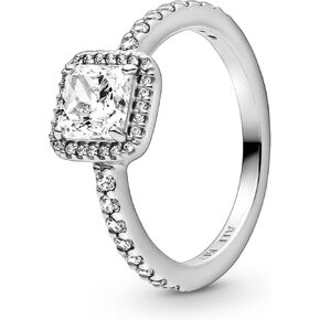 PANDORA Square Sparkle Halo Ring - Stunning Sophisticated Ring - Sterling Silver Ring for Women - Layering or Stackable Ring - Sterling Silver with Clear Cubic Zirconia - Size 5 in Saudi Arabia