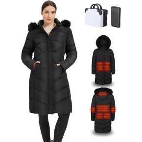 Graphene Women's Heated Jacket, Long Heated Coats for Women with Battery Pack 8 Heating Zones for Winter Outdoor in Saudi Arabia