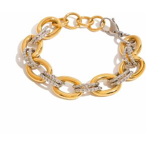 قلادة بسوار ملتوي بلونين من فولبوب للنساء - ستانلس ستيل ذهبي وفضي، لا تسبب الحساسية ومقاومة للماء ومقاومة للتشوه in Kuwait