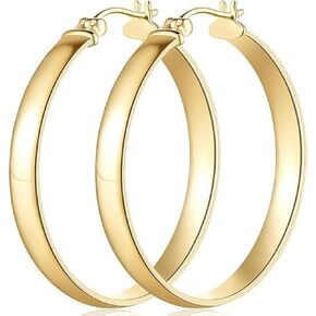 Hoop Earrings 14K Gold Hoop Earring for Women Big Hoops Earrings Gold Jewelry Timeless Feminine Elegance Hypoallergenic Earring 35mm in Saudi Arabia