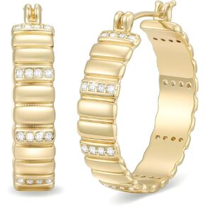 14K الذهب الأطواق أقراط 14 قيراط الذهب هوب أقراط مكتنزة هوب أقراط المشارب خطوط تصميم القرط بيان القرط للنساء العصرية 23MM in Kuwait