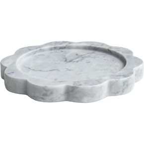 Natural Marble Candle Holder, Elegant Marble Scalloped Tray for Countertop, Solid Feel, Smooth Finish, Catchall for Jar Pillar Candles, Perfume, Key, Jewelry Dish, 6.3" Diameter in Kuwait