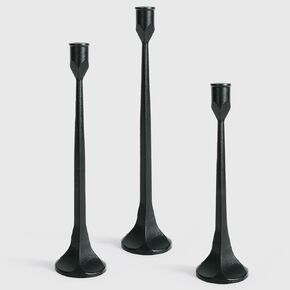 Cast Iron Tall Antique Brass Candlestick Holders Set of 3, Bronze Vintage Gold Tall Taper Candle Holders, Candle Sticks Holders Decor for Home Decor, Mantle, Table-11.8"+13.8"+15.4"(Gold) in Saudi Arabia
