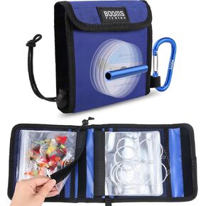 Booms Fishing Leader Holder Wallet: Fly Fishing Tippet Line Storage with10 Clear Pocket and Tippet Holder - Blue Fly Fishing Bag with Carabiner Clip in Kuwait