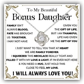 Bonus Daughter Necklace From Stepdad, Step Daughter Gift From Stepmom, Stepdaughter Necklace From Step Dad, Christmas Birthday Anniversary Necklaces With Message Card For Stepdaughter in Saudi Arabia
