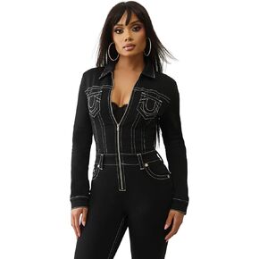 True Religion Knitigo Bootcut Jumpsuit for Women | Denim Piece, Moto Belted Style, Horseshoe Detail in Saudi Arabia