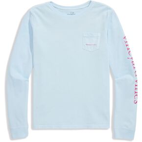 تي شيرت Vineyard Vines للفتيات بأكمام طويلة وجيب (طفل صغير/طفل صغير/طفل كبير) in Kuwait