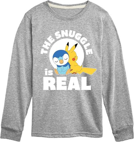 HYBRID APPAREL - Pokémon - The Snuggle is Real Pikachu and Piplup - تي شيرت برسومات طويلة الأكمام للأطفال والشباب in Kuwait