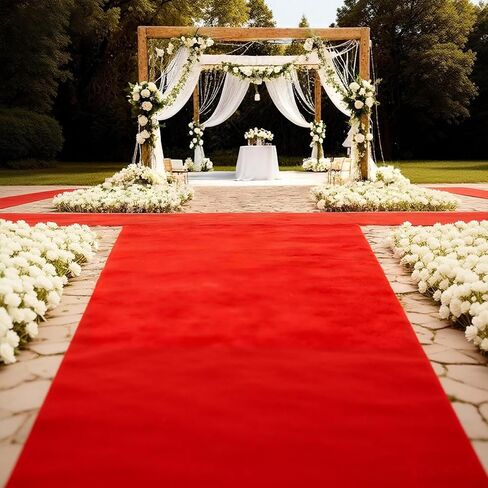 عداء السجاد الأحمر للحفلات 4 أقدام × 50 قدم، سماكة مضادة للانزلاق 350 جرام في المتر المربع من نسيج البوليستر غير المنسوج، زينة الافتتاح الكبير لعيد الميلاد في الهواء الطلق، عداء الممر لحفلات الزفاف السجادة الحمراء in Kuwait