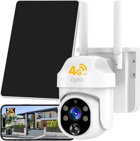 4G LTE Cellular Security Camera Includes SD Card&SIM Card, Solar Powered Wireless No WiFi Security Camera, 2K HD 360° Live View, Color Night Vision, PIR Motion&Siren Alert, 2-Way Audio, Playback View in Saudi Arabia