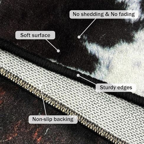 Western Cowhide Print Runner Rug 2x6 for Hallway Farmhouse Home Decor Throw Carpet Non Slip Washable Fur Area Rug Mat for Entryway Laundry Bedroom Bathroom (24" W x 72" L, Cow Print) in Kuwait