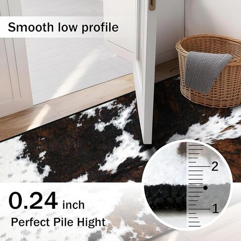 Western Cowhide Print Runner Rug 2x6 for Hallway Farmhouse Home Decor Throw Carpet Non Slip Washable Fur Area Rug Mat for Entryway Laundry Bedroom Bathroom (24" W x 72" L, Cow Print) in Kuwait