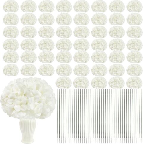 Artificial Hydrangea Flowers 104pcs Faux Silk Hydrangeas Flowers Heads with Stems for Wedding Centerpieces Home Garden Baby Shower Party Decoration (Red) in Saudi Arabia
