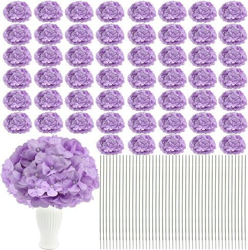 Artificial Hydrangea Flowers 104pcs Faux Silk Hydrangeas Flowers Heads with Stems for Wedding Centerpieces Home Garden Baby Shower Party Decoration (Red) in Saudi Arabia
