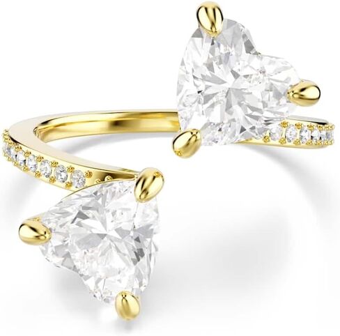 Swarovski Mesmera open ring, Heart cut, Pavé, White, Gold-tone finish, Size 4 3/4 in Saudi Arabia