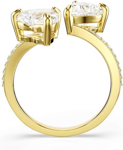 Swarovski Mesmera open ring, Heart cut, Pavé, White, Gold-tone finish, Size 4 3/4 in Saudi Arabia