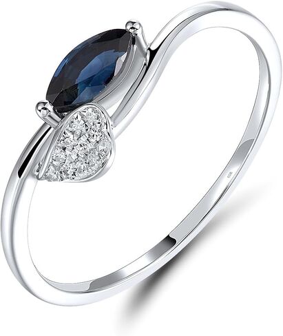 Santuzza 10K Solid Gold Leaf Pattern Gemstone Genuine Diamond Dainty Ring for Women in Saudi Arabia