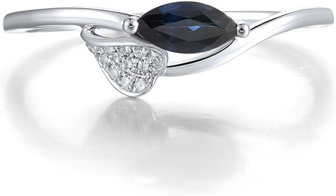 Santuzza 10K Solid Gold Leaf Pattern Gemstone Genuine Diamond Dainty Ring for Women in Saudi Arabia