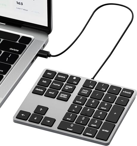 Bluetooth Number Pad for Laptop, Wireless Rechargeable Numeric Keypad 34 Keys External Numpad Portable 10 Key USB Keypad for Apple Mac iMac MacBook Pro/Air, Windows PC in Kuwait