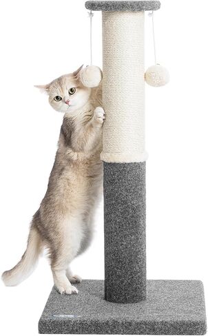 34-Inch Tall Cat Scratching Post for Indoor Cats, Large Carpet Scratch Post, Sisal Cat Scratcher, Sturdy and Durable Cat Post with Hanging Ball in Kuwait