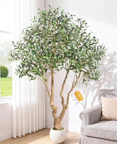 Faux Olive Tree 6 FT, Fake Olive Tree with Lush Silk Leaves and Realistic Olive Fruits,Olive Trees Artificial Indoor with Planter for Indoor Home Office Living Room Bedroom Stairs Outdoor in Saudi Arabia