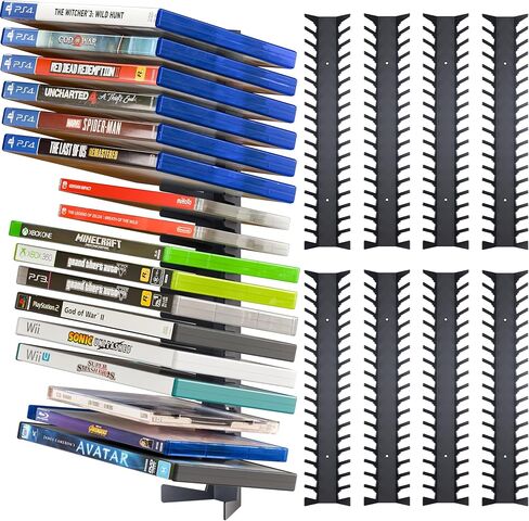 Funturbo Video Game Storage Wall Mount Game Case Holder, Metal Wall Mounted Media Storage Shelves for PS, Xbox, Switch Game Organizer (4-Pack) in Saudi Arabia