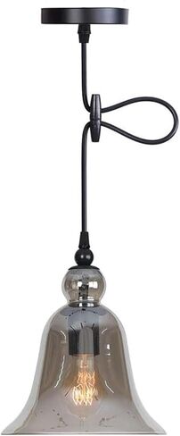 LNPTAL Industrial Farmhouse Glass Pendant Light, Vintage Antique Bell Shade Chandelier, Amber Gray Brown Glass Hanging Lamp for Kitchen Island, Pool Table, Dining Room, Bedroom(Clear) in Saudi Arabia