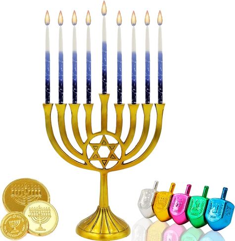 The Dreidel Company 45 Hanukkah Candles Decorative, Hand Made Blue/Light Blue/White Deluxe Chanukah Candles for Menorah - Multi Blue Tapered Frosted Candle in Saudi Arabia