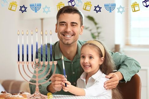The Dreidel Company 45 Hanukkah Candles Decorative, Hand Made Blue/Light Blue/White Deluxe Chanukah Candles for Menorah - Multi Blue Tapered Frosted Candle in Saudi Arabia