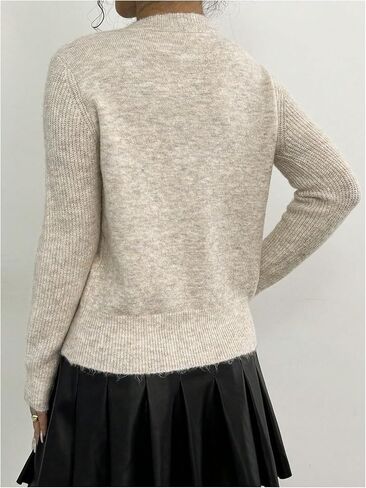 MakeMeChic Women's Bow Cardigan Sweaters Button Down Blouse Long Sleeve Crew Neck Y2k Knitted Sweater in Saudi Arabia