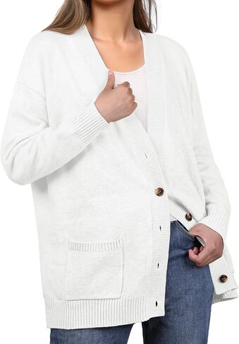 GRECERELLE Women's 2025 Fall Cardigan Sweaters Oversized Open Front Button Knit Outwear Coats with Pockets in Saudi Arabia