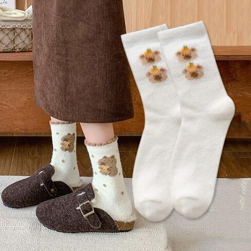 1pair Winter Capybara Plush Socks Soft Thermal Warm Mid Calf Socks Winter Thickened Sleeping stocking for Women Home,27cm in Saudi Arabia