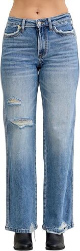 Judy Blue Womens Jeans - Mid Rise 90's Straight Rigid Magic Destroy in Saudi Arabia
