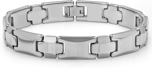 Men's Tungsten H-Link Bracelet - Silver-Tone, Sophisticated Design, 8.5-inch in Saudi Arabia