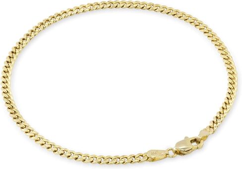 Nuragold 10k Real Yellow Gold Miami Cuban Link 3mm Chain Bracelet or Anklet (7"-9") Italian Jewelry for Men & Women in Saudi Arabia