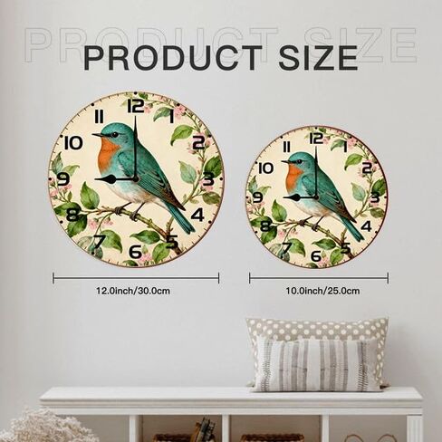 Bear Forest Wall Clock Vintage Wooden Wildlife Deer Clocks Battery Operated Silent Quartz Rustic Round Decorative Clock for Home Lodge Living Room Bedroom 12 in in Saudi Arabia