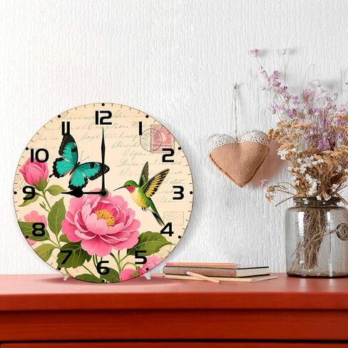 Bear Forest Wall Clock Vintage Wooden Wildlife Deer Clocks Battery Operated Silent Quartz Rustic Round Decorative Clock for Home Lodge Living Room Bedroom 12 in in Saudi Arabia