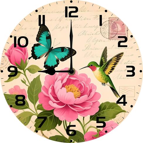 Bear Forest Wall Clock Vintage Wooden Wildlife Deer Clocks Battery Operated Silent Quartz Rustic Round Decorative Clock for Home Lodge Living Room Bedroom 12 in in Saudi Arabia